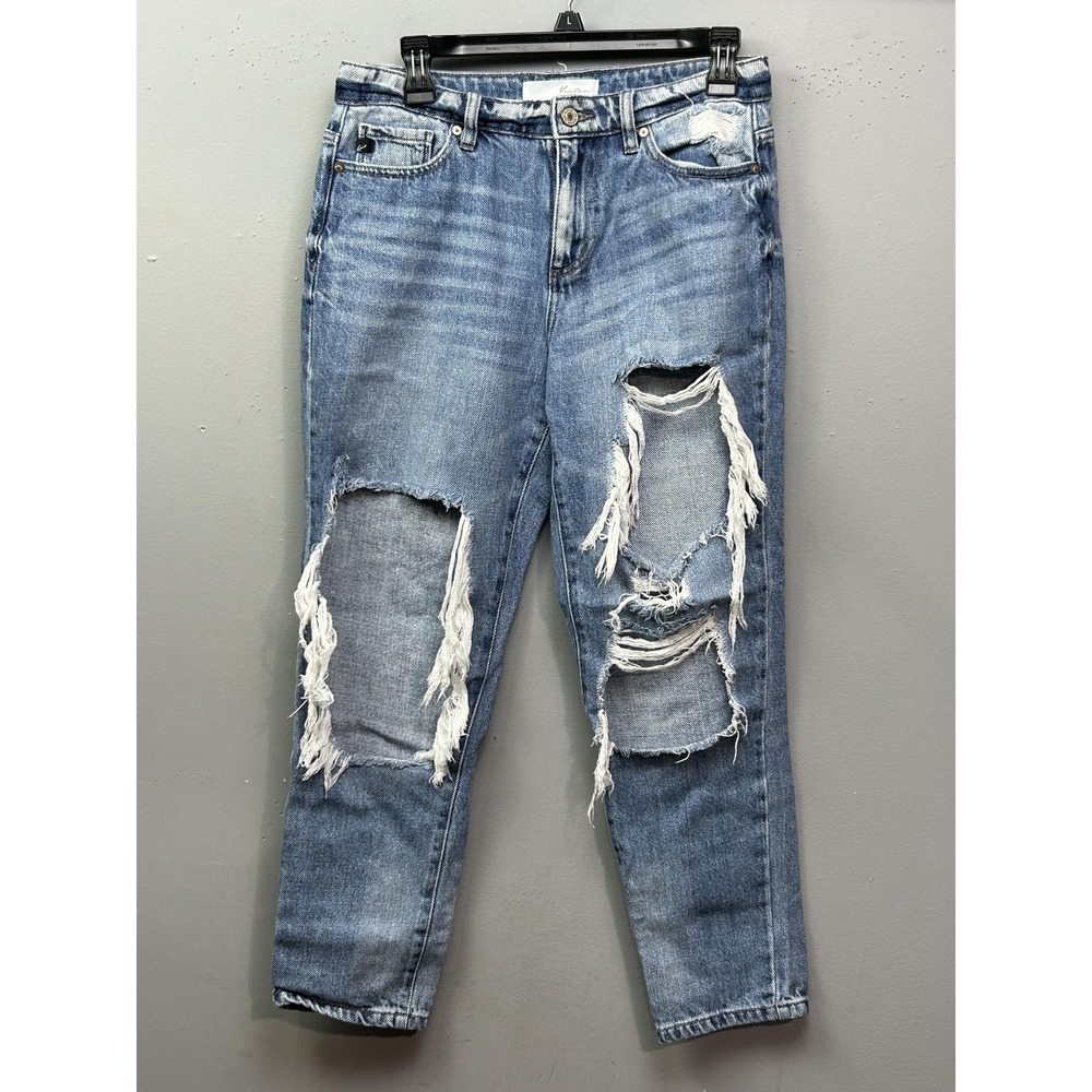 KanCan Jeans Juniors 5/26 Blue Medium Wash Distressed Crop Straight KC8571M